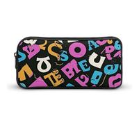 QWJKM Trousse à crayons pour homme et femme avec motif lettre, trousse à crayons portable personnalisée, trousse à crayons esthétique, organiseur de bureau pour bureau, blanc, 8.7x2x4.7 inches