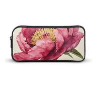 QWJKM Trousse à crayons pour homme et femme, couleur pêche foncée, pivoine, trousse à crayons portable, trousse à crayons personnalisée, esthétique, boîte à crayons, organisateur de bureau pour
