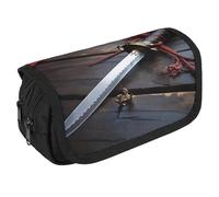 QWJKM Trousse à crayons pour homme et femme - Épée de samouraï japonaise - Grande capacité - Esthétique - Organiseur de bureau pour fournitures de bureau, blanc, 8.7x3.1x4.3 inches