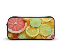 QWJKM Trousse à crayons pour homme et femme - Lime coupée en tranches - Trousse à crayons portable personnalisée - Esthétique - Boîte à crayons - Organiseur de bureau pour bureau, blanc, 8.7x2x4.7