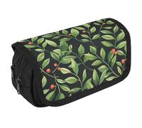 QWJKM Trousse à crayons pour homme et femme - Motif baies rouges - Trousse à crayons personnalisée de grande capacité - Trousse à crayons esthétique - Organiseur de bureau mignon pour fournitures de