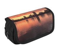QWJKM Trousse à crayons pour homme et femme - Motif Charles River City Skyline Sunset - Trousse à crayons personnalisée de grande capacité - Esthétique - Joli organisateur de bureau pour fournitures