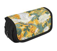 QWJKM Trousse à crayons pour homme et femme - Motif chrysanthème blanc - Trousse à crayons personnalisée de grande capacité - Trousse à crayons esthétique - Joli organisateur de bureau pour