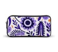 QWJKM Trousse à crayons pour homme et femme - Motif fleurs violettes et blanches - Trousse à crayons portable personnalisée - Trousse à crayons esthétique - Organiseur de bureau pour bureau, blanc,