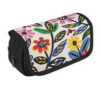 QWJKM Trousse à crayons pour homme et femme - Motif floral vif - Trousse à crayons personnalisée de grande capacité - Trousse à crayons esthétique - Organiseur de bureau mignon pour fournitures de