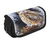 QWJKM Trousse à crayons pour homme et femme - Motif hibou - Grande capacité - Esthétique - Joli organisateur de bureau pour fournitures de bureau, blanc, 8.7x3.1x4.3 inches
