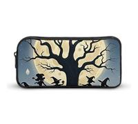 QWJKM Trousse à crayons pour homme et femme - Motif lune dansant la nuit - Trousse à crayons portable personnalisée - Trousse à crayons esthétique - Organiseur de bureau pour bureau, blanc, 8.7x2x4.7