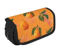 QWJKM Trousse à crayons pour homme et femme - Motif mangue orange - Grande capacité - Esthétique - Joli organisateur de bureau pour fournitures de bureau, blanc, 8.7x3.1x4.3 inches