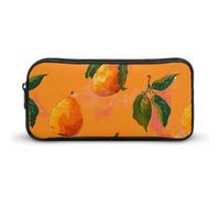 QWJKM Trousse à crayons pour homme et femme - Motif mangue orange - Trousse à crayons portable personnalisée - Esthétique - Boîte à crayons - Organiseur de bureau pour bureau, blanc, 8.7x2x4.7 inches