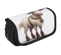 QWJKM Trousse à crayons pour homme et femme - Motif mouton du zodiaque - Grande capacité - Esthétique - Joli organisateur de bureau pour fournitures de bureau, blanc, 8.7x3.1x4.3 inches