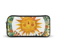 QWJKM Trousse à crayons pour homme et femme - Motif soleil souriant heureux - Trousse à crayons portable personnalisée - Trousse à crayons esthétique - Organiseur de bureau pour bureau, blanc,