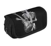 QWJKM Trousse à crayons pour homme et femme - Motif tête de mort - Squelette jouant de la guitare - Trousse à crayons personnalisée de grande capacité - Trousse à crayons esthétique - Organiseur de