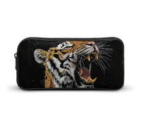 QWJKM Trousse à crayons pour homme et femme - Motif tigre à paillettes - Trousse à crayons portable personnalisée - Trousse à crayons esthétique - Organiseur de bureau pour bureau, blanc, 8.7x2x4.7