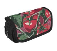 QWJKM Trousse à crayons pour homme et femme - Motif tomates rouges - Trousse à crayons personnalisée de grande capacité - Esthétique - Joli organisateur de bureau pour fournitures de bureau, blanc,