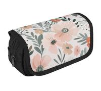 QWJKM Trousse à crayons pour homme et femme - Style gribouillage - Motif fleurs - Grande capacité - Esthétique - Joli organisateur de bureau pour fournitures de bureau, blanc, 8.7x3.1x4.3 inches