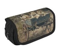 QWJKM Trousse à crayons pour homme et femme - Style rétro animal - Trousse à crayons personnalisée de grande capacité - Esthétique - Joli organisateur de bureau pour fournitures de bureau, blanc,