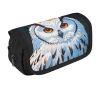 QWJKM Trousse à crayons pour homme et femme sur le thème des hiboux blancs - Trousse à crayons personnalisée de grande capacité - Trousse à crayons esthétique - Joli organisateur de bureau pour