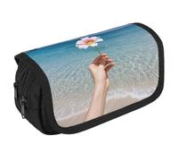 QWJKM Trousse à crayons pour homme et femme - Trousse à crayons personnalisée de grande capacité - Trousse à crayons esthétique - Organiseur de bureau mignon pour fournitures de bureau, blanc,