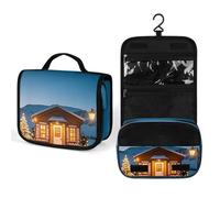 QWJKM Trousse de toilette de Noël dans la glace et la neige - Trousse de toilette portable de voyage à suspendre pour femme - Grand organisateur de maquillage étanche - Blanc - 22,5 x 18,5 cm, blanc,