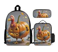 QWJKM Turkey Trouble Ensemble sac à dos de voyage pour ordinateur portable avec sac à déjeuner isotherme et trousse à crayons, sac à dos de jour décontracté, blanc, 30,5 x 14 x 41,9 cm, blanc,