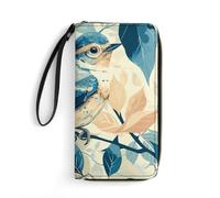 QWJKM Un beau portefeuille en cuir d'oiseau pour homme et femme, portefeuille vertical fin avec fermeture éclair et porte-cartes blanc, 19,7 x 10,5 cm, blanc, 19.7x10.5cm