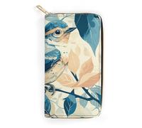 QWJKM Un beau portefeuille en cuir d'oiseau pour homme et femme, portefeuille vertical fin avec fermeture éclair et porte-cartes blanc, 19,7 x 10,5 cm, blanc, 19.7x10.5cm