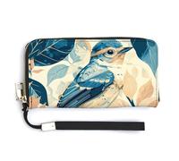 QWJKM Un beau portefeuille en cuir d'oiseau pour porte-monnaie unisexe fin avec fermeture éclair, blanc, 20 x 10,5 cm, blanc, 20.0*10.5cm
