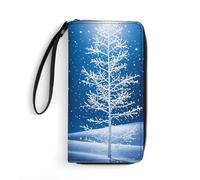 QWJKM White Snowflakes Are Falling Portefeuille en cuir pour homme et femme - Portefeuille vertical fin avec fermeture éclair et porte-cartes - Blanc - 19,7 x 10,5 cm, blanc, 19.7x10.5cm