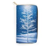 QWJKM White Snowflakes Are Falling Portefeuille en cuir pour homme et femme - Portefeuille vertical fin avec fermeture éclair et porte-cartes - Blanc - 19,7 x 10,5 cm, blanc, 19.7x10.5cm