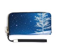 QWJKM White Snowflakes Are Falling Portefeuille en cuir pour porte-monnaie unisexe fin avec fermeture éclair, blanc, 20 x 10,5 cm, blanc, 20.0*10.5cm