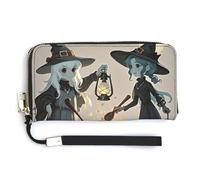 QWJKM Witch And The Cauldron Portefeuille en cuir pour porte-monnaie unisexe fin avec fermeture éclair, blanc, 20 x 10,5 cm, blanc, 20.0*10.5cm