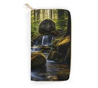 QWNMD Green Creek Portefeuille en cuir pour femme avec fermeture éclair et pochette en cuir, 19,8 x 10,4 x 3,6 cm, moderne, Green Creek, 7.8 x 4.1 x 1.4 inches, Moderne