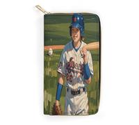 QWNMD Portefeuille en cuir pour femme avec fermeture éclair et motif baseball imprimé, porte-cartes, 19,8 x 10,4 x 3,6 cm, moderne, baseball, 7.8 x 4.1 x 1.4 inches, Moderne