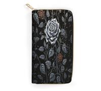 QWNMD Portefeuille en cuir pour femme avec fermeture éclair - Motif gothique rose - 19,8 x 10,4 x 3,6 cm - Moderne, Rose gothique, 7.8 x 4.1 x 1.4 inches, Moderne
