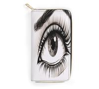 QWNMD Portefeuille en cuir pour femme avec imprimé cils, porte-cartes avec fermeture éclair, 19,8 x 10,4 x 3,6 cm, moderne, Cils., 7.8 x 4.1 x 1.4 inches, Moderne