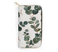 QWNMD Portefeuille en cuir pour femme avec imprimé eucalyptus, porte-cartes avec fermeture éclair, 19,8 x 10,4 x 3,6 cm, moderne, Eucalyptus, 7.8 x 4.1 x 1.4 inches, Moderne