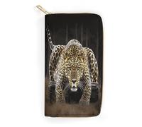 QWNMD Portefeuille en cuir pour femme avec imprimé léopard, porte-cartes avec fermeture éclair, 19,8 x 10,4 x 3,6 cm, moderne, léopard, 7.8 x 4.1 x 1.4 inches, Moderne