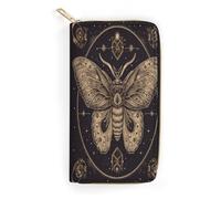 QWNMD Portefeuille en cuir pour femme avec imprimé papillon de nuit, porte-cartes avec fermeture éclair, 19,8 x 10,4 x 3,6 cm, moderne, mites., 7.8 x 4.1 x 1.4 inches, Moderne