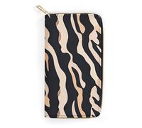 QWNMD Portefeuille en cuir pour femme avec imprimé zèbre, porte-cartes avec fermeture éclair, portefeuille en cuir, zèbre, 19,8 x 10,4 x 3,6 cm, moderne, zébré, 7.8 x 4.1 x 1.4 inches, Moderne