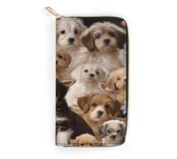 QWNMD Portefeuille en cuir pour femme - Imprimé chiens mignons - Porte-carte avec fermeture éclair - Motif chiens mignons - 19,8 x 10,4 x 3,6 cm - Moderne, Joli chien., 7.8 x 4.1 x 1.4 inches, Moderne
