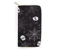 QWNMD Portefeuille en cuir pour femme - Imprimé gothique d'Halloween - Porte-cartes avec fermeture éclair - 19,8 x 10,4 x 3,6 cm - Moderne, Halloween Goth, 7.8 x 4.1 x 1.4 inches, Moderne