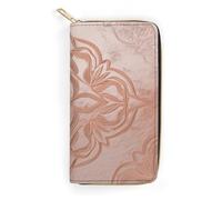 QWNMD Portefeuille en cuir pour femme - Imprimé or rose - Porte-cartes avec fermeture éclair - Or rose - 19,8 x 10,4 x 3,6 cm - Moderne, rose gold, 7.8 x 4.1 x 1.4 inches, Moderne