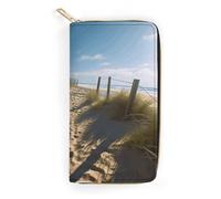 QWNMD Portefeuille en cuir pour femme - Imprimé sur le thème de la plage - Porte-cartes avec fermeture éclair - Thème de la plage - 19,8 x 10,4 x 3,6 cm - Moderne, Thème plage, 7.8 x 4.1 x 1.4 inches,