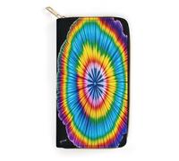 QWNMD Portefeuille en cuir pour femme - Imprimé tie-dye hippie - Porte-carte avec fermeture éclair - Style hippie - 19,8 x 10,4 x 3,6 cm - Moderne, Tie Dye Hippies, 7.8 x 4.1 x 1.4 inches, Moderne