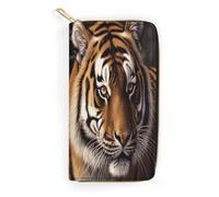 QWNMD Portefeuille en cuir pour femme - Imprimé tigre du Bengale - Porte-cartes avec fermeture éclair - Motif tigre du Bengale - 19,8 x 10,4 x 3,6 cm - Moderne, Tigre du Bengal., 7.8 x 4.1 x 1.4