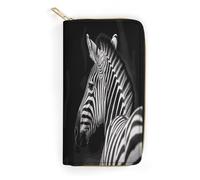 QWNMD Portefeuille en cuir pour femme - Imprimé zèbre noir et blanc - Porte-carte avec fermeture éclair - Motif zèbre noir et blanc - 19,8 x 10,4 x 3,6 cm - Moderne, Motif zébré - Noir/blanc, 7.8 x