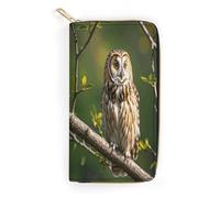 QWNMD Portefeuille en cuir pour femme - Motif branches d'arbre et hibou - Porte-cartes avec fermeture éclair - 19,8 x 10,4 x 3,6 cm - Moderne, Branches de hibou, 7.8 x 4.1 x 1.4 inches, Moderne