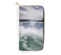 QWNMD Portefeuille en cuir pour femme - Motif chutes du Niagara - Porte-cartes avec fermeture éclair - 19,8 x 10,4 x 3,6 cm - Moderne, Niagara Falls, 7.8 x 4.1 x 1.4 inches, Moderne