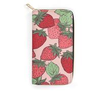 QWNMD Portefeuille en cuir pour femme - Motif fraise - Porte-cartes - Avec fermeture éclair - Motif fraise - 19,8 x 10,4 x 3,6 cm - Moderne, Motif fraise., 7.8 x 4.1 x 1.4 inches, Moderne