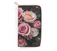 QWNMD Portefeuille en cuir pour femme - Motif léopard - Avec fermeture éclair - Motif léopard - 19,8 x 10,4 x 3,6 cm - Moderne, Mélange de roses mignonnes léopard, 7.8 x 4.1 x 1.4 inches, Moderne